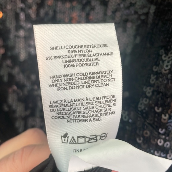 Express Sequin Long Sleeve Shift Dress Women's Size Small in Black - Picture 7 of 8